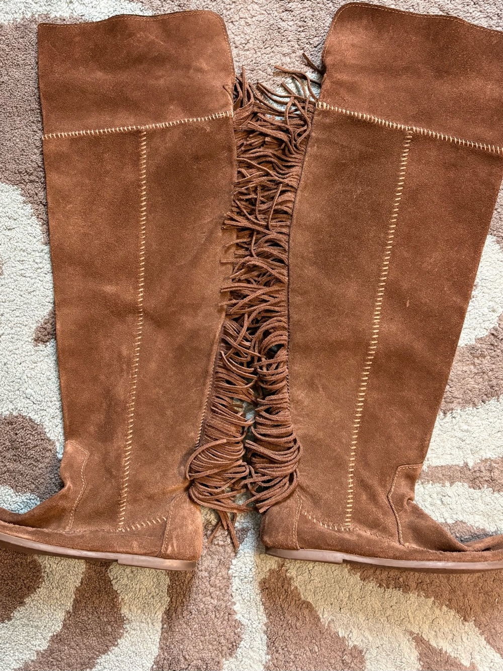 Minnetonka Brown Suede Over-the-Knee Fringe Boots